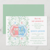 Invitation de révélation de genre Bébé rose bleu f (Devant / Derrière)