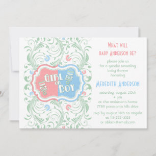 Invitation de révélation de genre Bébé rose bleu f