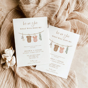 Invitation de révélation de genre Boho Neutral G