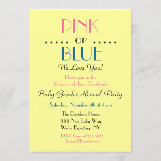 Invitation de révélation de genre rose ou bleu