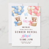 Invitation de révélation de genre Teddy Bear Revea (Devant)