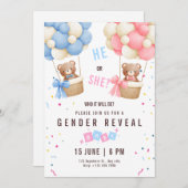 Invitation de révélation de genre Teddy Bear Revea (Devant / Derrière)