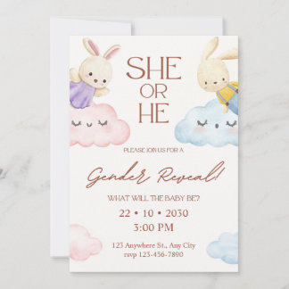 Invitation de révélation du sexe de bébé lapin vin