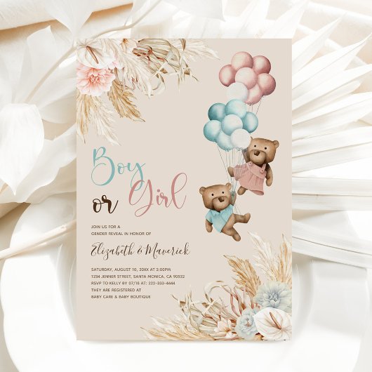 Invitation de révélation du sexe de l'ours en herb