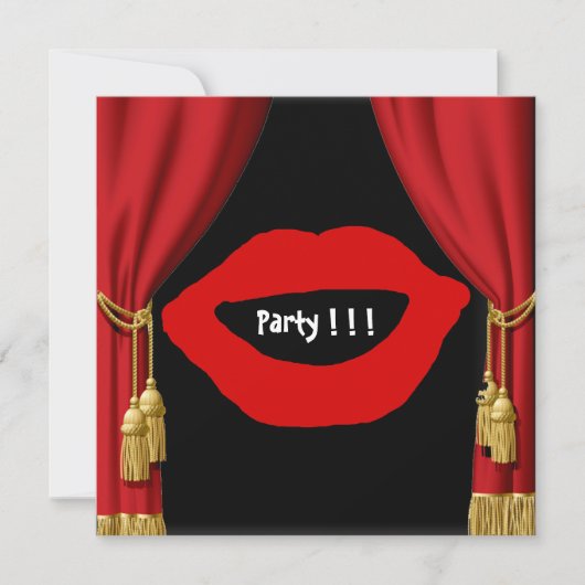 Invitation de rideau à lèvres grands pour fête d'a (Devant)