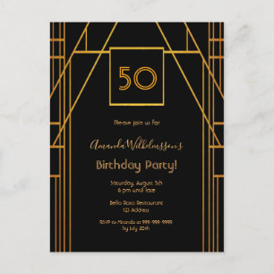 Invitation de Roaring 20's black or déco