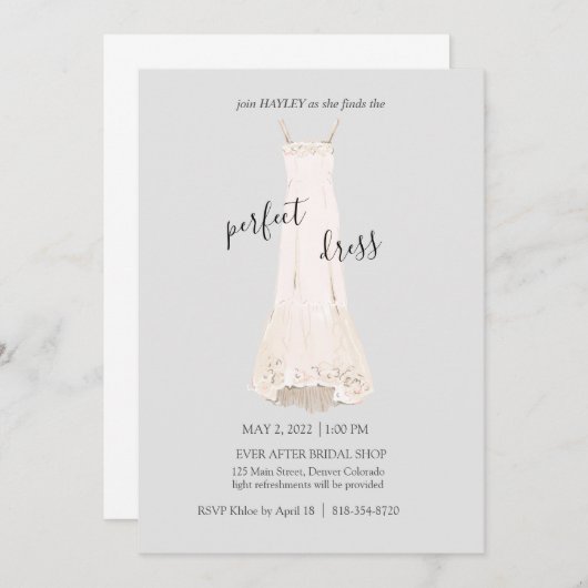 Invitation de robe de mariée (Devant / Derrière)
