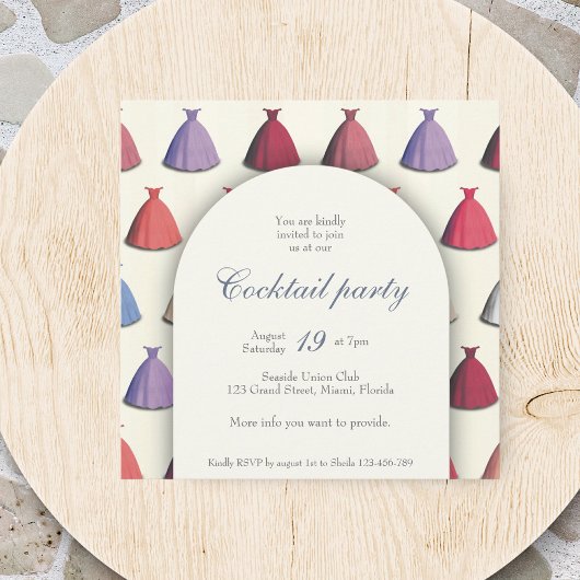 Invitation de robe de mariée de jardin de cocktail