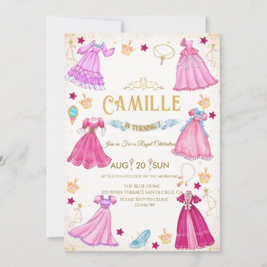 Invitation de robe de princesse pour l'anniversair (Devant)