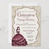 Invitation de robe de Quinceañera en Bourgogne (Devant)