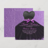 Invitation de robe noire violette pour Sweet Sixte (Devant / Derrière)