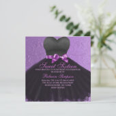 Invitation de robe noire violette pour Sweet Sixte (Debout devant)