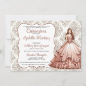 Invitation de robe rose Gold Quinceañera (Devant)