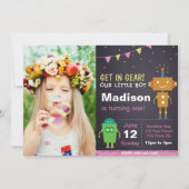 Invitation de Robot Rose avec photo (Devant)