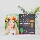 Invitation de Robot Rose avec photo (Debout devant)