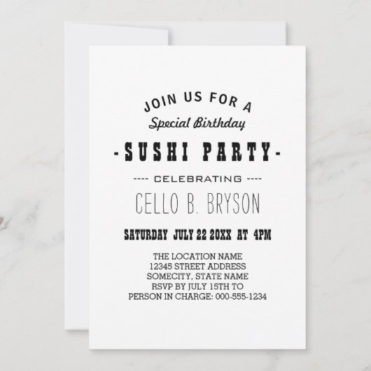 invitation de robot sushi (Dos)