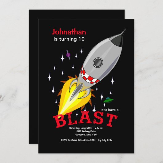 Invitation de Rocket Ship (Devant / Derrière)