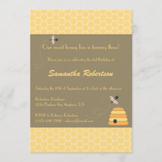 Invitation de ronflement d'anniversaire d'abeilles