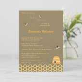 Invitation de ronflement de baby shower d'abeilles (Debout devant)