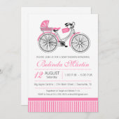 Invitation de rose de baby shower de bicyclette (Devant / Derrière)