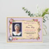 Invitation de rose de photo de théière de jardin (Debout devant)