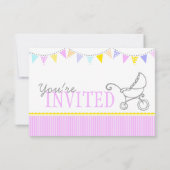 Invitation de rose de poussette de landau (Dos)