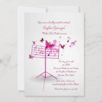 Invitation de rose de support de musique