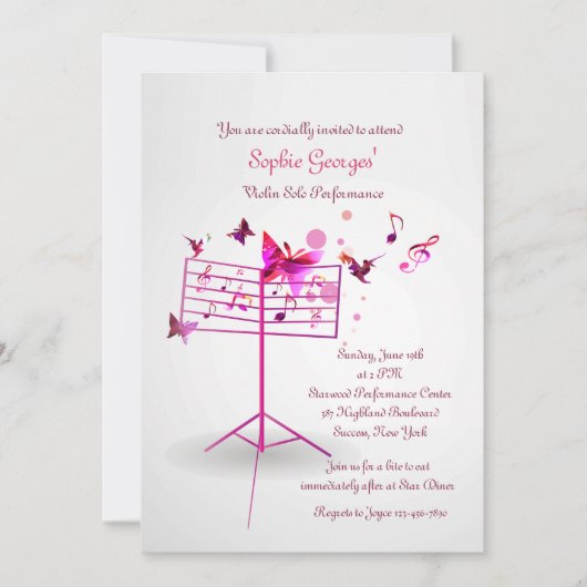 Invitation de rose de support de musique (Devant)