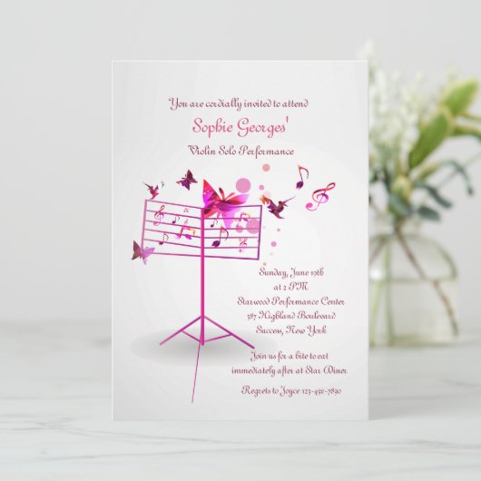 Invitation de rose de support de musique (Debout devant)