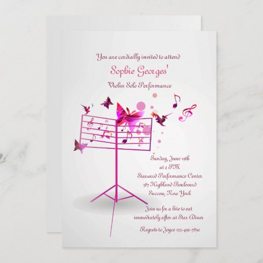 Invitation de rose de support de musique (Devant / Derrière)