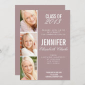 Invitation de rose Photo Graduation (Devant / Derrière)