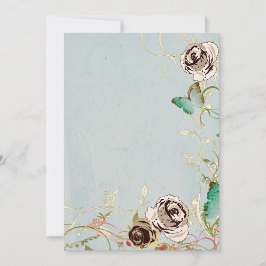 Invitation de roses et de papillons (Devant)