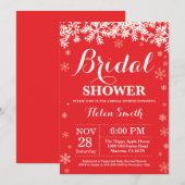 Invitation de rouge de flocon de neige de Fête de (Devant / Derrière)