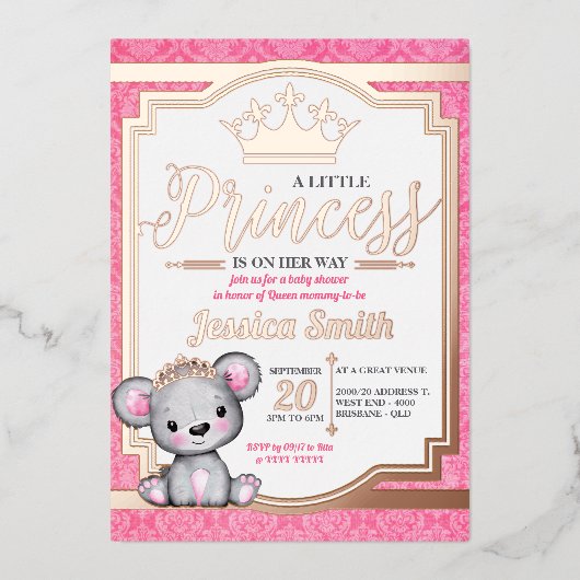 Invitation de Royal Princess Baby shower Foil (Recto)