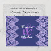 Invitation de Royal Purple & Lavender Mariage dama (Devant / Derrière)