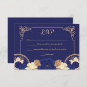 Invitation de RSVP Charro, en bleu marine et en or (Devant / Derrière)