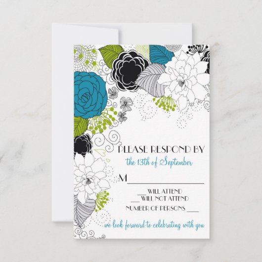 Invitation de RSVP de mariage Fleurs de printemps (Devant)