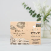Invitation de RSVP de mariage sur le thème de Rome (Debout devant)