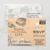 Invitation de RSVP de mariage sur le thème de Rome (Devant / Derrière)