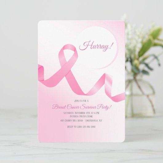 Invitation de ruban de cancer du sein (Debout devant)