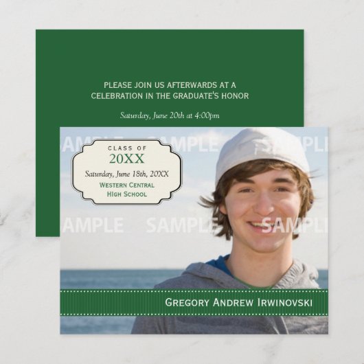 Invitation de ruban d'obtention du diplôme (Devant / Derrière)