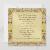 Invitation de ruban d'or de monogramme de damassé (Dos)