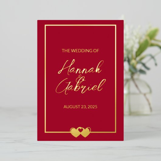 Invitation de Ruby Red Mariage Foil (Debout devant)