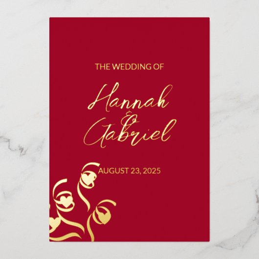 Invitation de Ruby Red Mariage Foil (Recto)