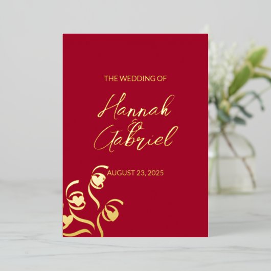 Invitation de Ruby Red Mariage Foil (Debout devant)