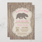 Invitation de Rustic Bear Baby shower Girl (Devant / Derrière)