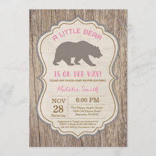 Invitation de Rustic Bear Baby shower Girl