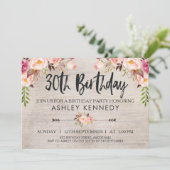 Invitation de Rustic Boho Floral 30e anniversaire (Debout devant)