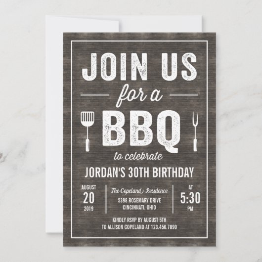 Invitation de Rustic Wood BBBQ Party RWC (Devant)