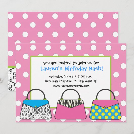 Invitation de sac à main de bourse de point de (Devant / Derrière)